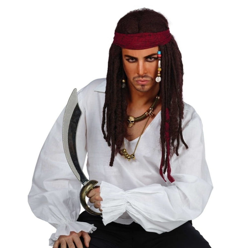 Celebrate Halloween Adult 14+ Black Long Dreads Bandana Pirate Wig